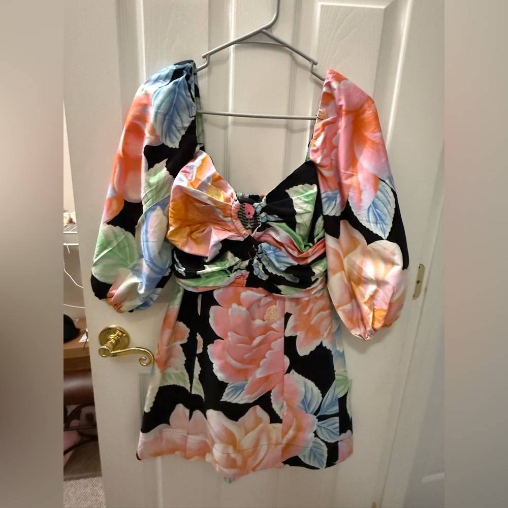 FARM Rio Floral Mini Dress - Black, Pink, Green